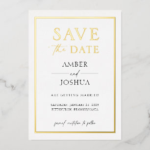 Modern Elegant Foil Pressed Wedding Save the Date Invitation