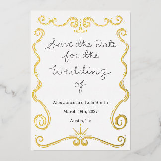 Modern Elegant Foil Save the Date Invitation