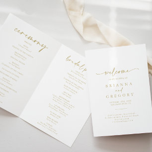 Modern Elegant Folded Gold Wedding  Program