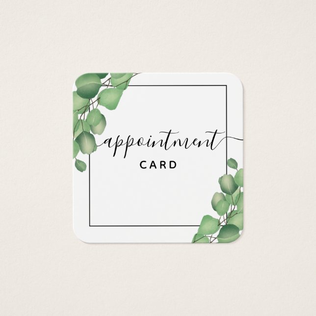 Modern Elegant Foliage Greenery Appointment Card (Front)
