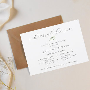 Modern Elegant Foliage Rehearsal Dinner Invitation