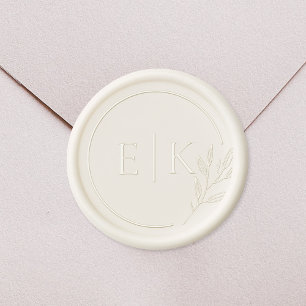 Modern Elegant Foliage Wedding Monogram Wax Seal Stamp