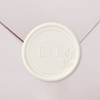 Modern Elegant Foliage Wedding Monogram Wax Seal Sticker