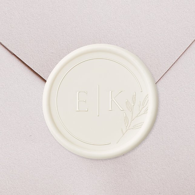 Modern Elegant Foliage Wedding Monogram Wax Seal Sticker (Creator Uploaded)