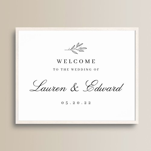 Modern Elegant Foliage Wedding Welcome Sign