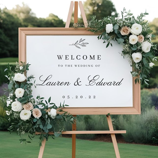 Modern Elegant Foliage Wedding Welcome Sign (Creator Uploaded)