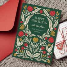 Modern Elegant Folk Floral Christmas Folded