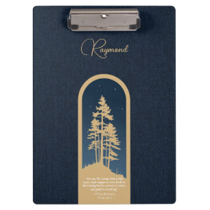 Modern Elegant Forest Gold Deep Blue Script Quote Clipboard