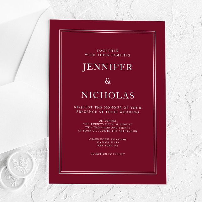 Modern Elegant Formal Burgundy Red Wedding Acrylic Invitations (Modern Elegant Formal Burgundy Red Wedding Acrylic Invitations)