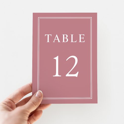 Modern Elegant Formal Dusty Rose Wedding Table Number