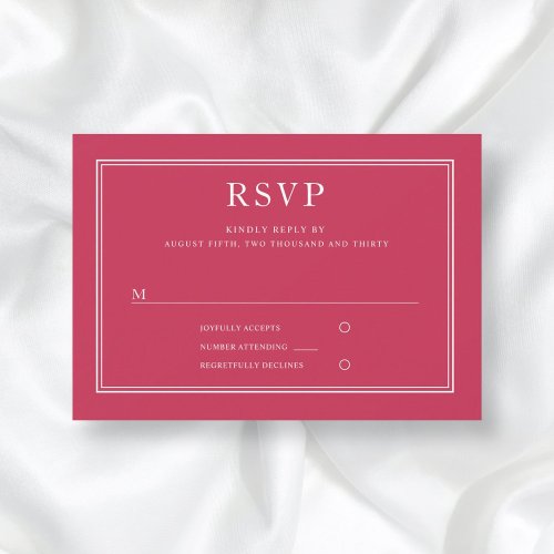 Modern Elegant Formal Magenta Wedding RSVP Card