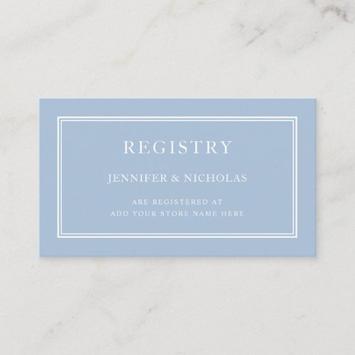 Modern Elegant Formal Powder Blue Wedding Registry Enclosure Card