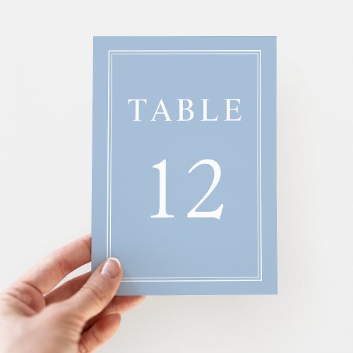 Modern Elegant Formal Powder Blue Wedding Table Number