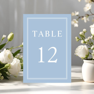 Modern Elegant Formal Powder Blue Wedding Table Number