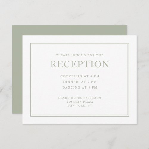 Modern Elegant Formal Sage Green Wedding Enclosure Card