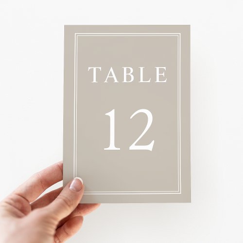 Modern Elegant Formal Taupe Beige Wedding Table Number