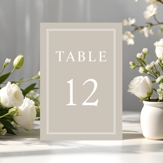 Modern Elegant Formal Taupe Beige Wedding Table Number (Modern Elegant Formal Taupe Beige Wedding Table Number)