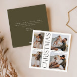 Modern Elegant Four Photo Collage Square Christmas Holiday Card<br><div class="desc">The Modern Elegant Four Photo Collage Square Holiday Card is the perfect way to send festive greetings with style and grace. This card features four photo slots, allowing you to showcase your favorite memories in a chic, minimalist layout. With its sleek typography and soft olive green accents, the design embodies...</div>