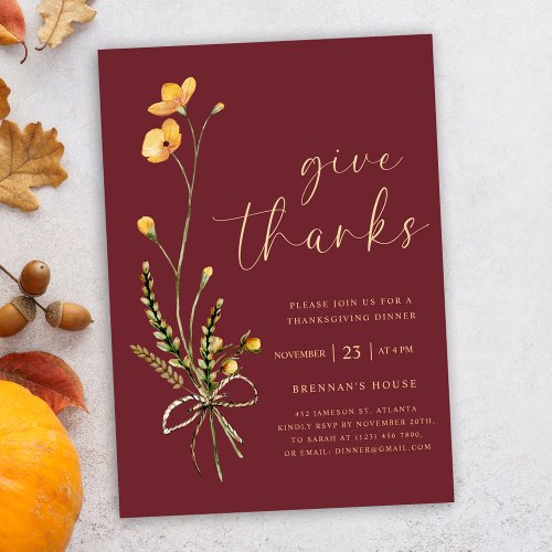 Modern Elegant Friendsgiving Thanksgiving Dinner Invitation