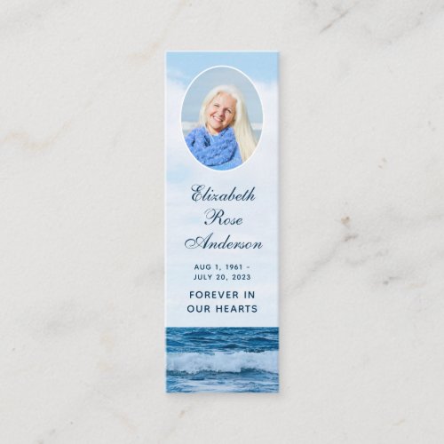 Modern Elegant Funeral Memorial Mini Bookmark Card