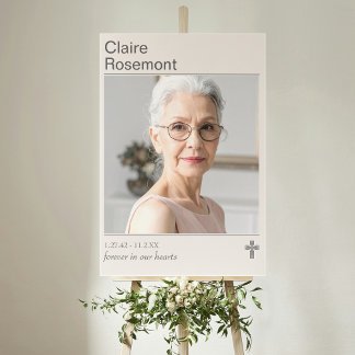Modern Elegant Funeral Photo Sign