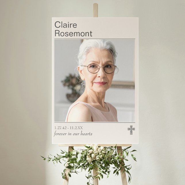 Modern Elegant Funeral Photo Sign (Modern Elegant Funeral Photo Sign
)