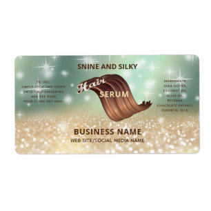 Modern elegant funky glittery sparkling HAIR serum Label