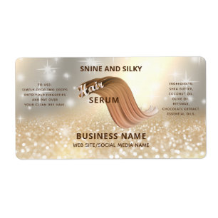 Modern elegant funky glittery sparkling HAIR serum Label