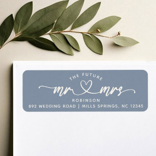 Modern Elegant Future MR and MRS Hearts Script Label