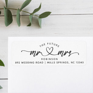 Modern Elegant Future MR and MRS Hearts Script Label