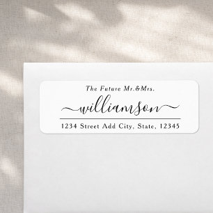 Modern Elegant Future Mr. and Mrs. Wedding Address Label