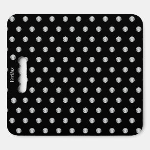 Modern Elegant Gemstone Pattern on Black Stadium Seat Cushion
