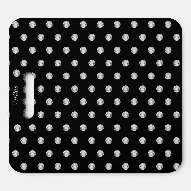 Modern Elegant Gemstone Pattern on Black Stadium Seat Cushion (Front Horizontal)