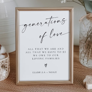 Modern Elegant Generations Of Love Wedding Sign