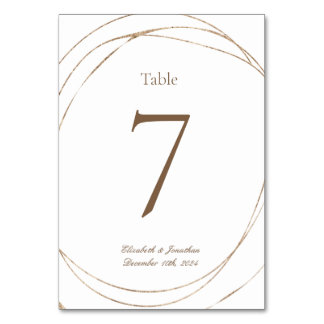 Modern Elegant Geometric Gold Number Wedding Table Number
