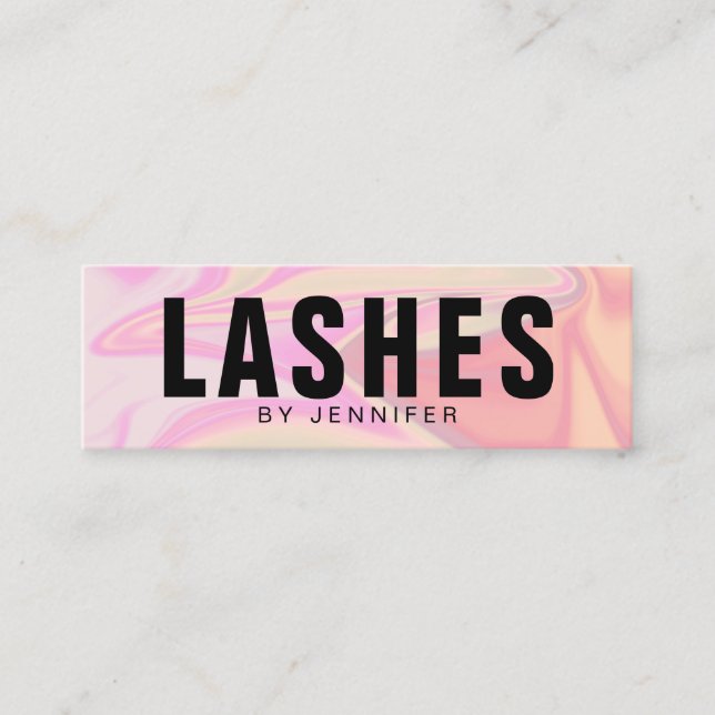 Modern elegant girl holographic lashes mini business card (Front)