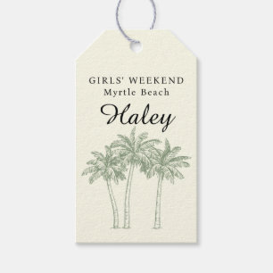 Modern Elegant Girls Weekend Sage Green Palm Trees Gift Tags