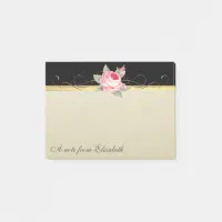 Modern Elegant Girly, Black, Cream,Rose Post-it Notes