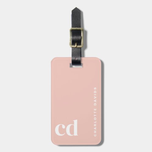 Modern Elegant Girly Blush Pink Monogram Luggage Tag
