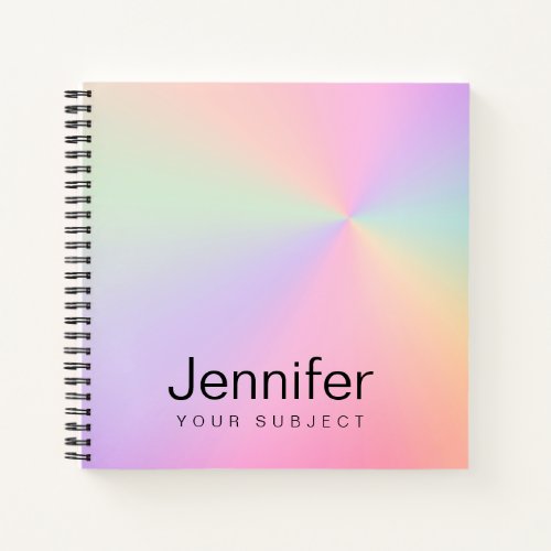 Modern elegant girly gradient colorful holographic notebook