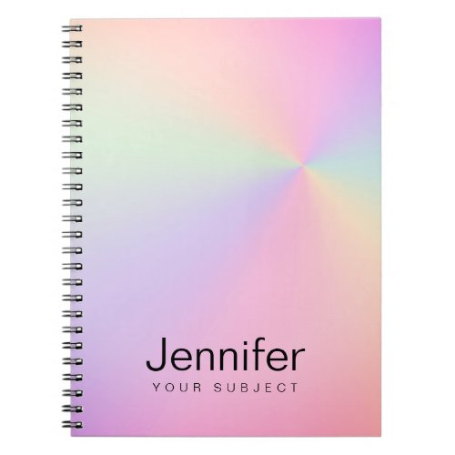 Modern elegant girly gradient colorful holographic notebook