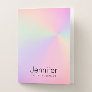 Modern elegant girly gradient colorful holographic pocket folder