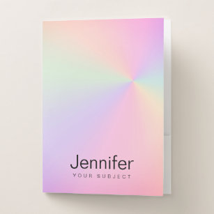 Modern elegant girly gradient colorful holographic pocket folder