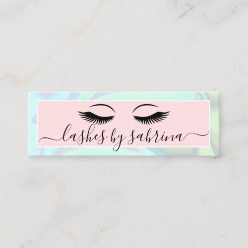 Modern elegant girly holographic lashes mini business card