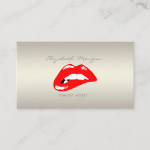 Modern Elegant Girly Professional,Red Lips Business Card