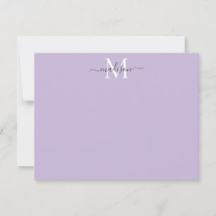 Modern Elegant Girly Script Monogram Purple Violet Note Card