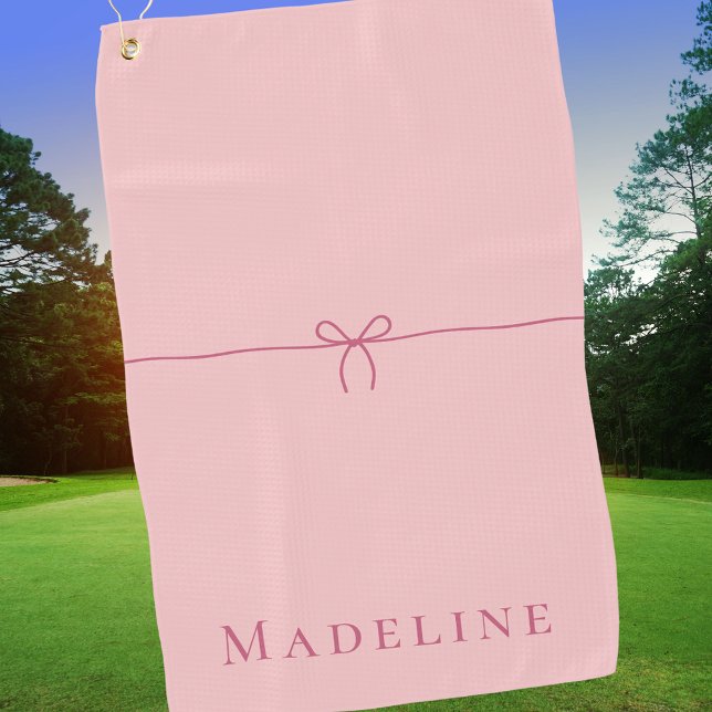 Modern Elegant Girly Stylish Pink Bow  Golf Towel (Creator Uploaded)