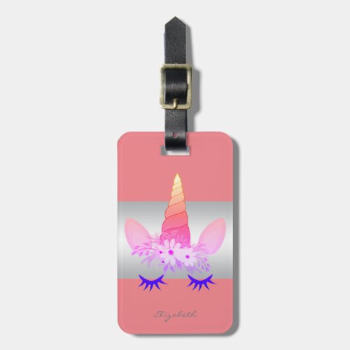 Modern Elegant Girly Unicorn Luggage Tag