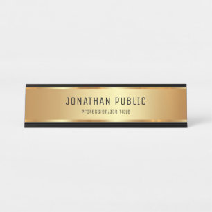 Modern Elegant Glamorous Black And Gold Luxury Desk Name Plate