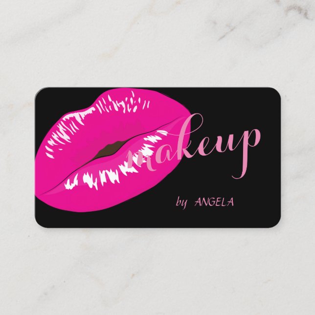 Modern Elegant Glamorous Black,Lips Business Card (Front)